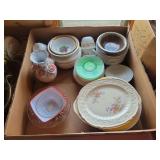 Box Lot of Mixed Dinnerware, Glassware, and Ceramic Vase