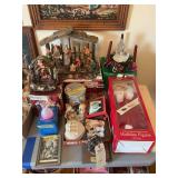 Assorted Holiday and Religious Decor Lot Including Nativity Sets and Animated Figure