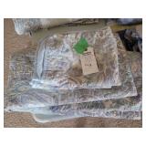 Paisley Pattern Quilted Bedding Set with Light Blue Trim