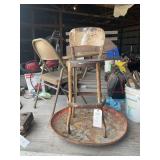 Industrial Metal High Stool and Round Tray Combination