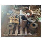 Assorted Industrial Belting, Blower Fan, and Planter Lot on Pallet