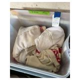 Assorted Holiday Towels in Plastic Storage Bin