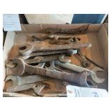Assorted Metal Open-End Wrenches Box Lot