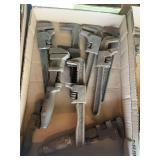 Assorted Metal Adjustable Wrenches and Pipe Wrenches Lot of Seven