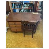 Wooden 4-Drawer Desk Made by Henry Horthaus with Matching Chair