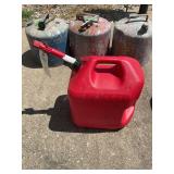 Red Plastic Gasoline Can with Pour Spout