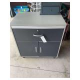 Rolling Storage Cabinet with Lockable Drawer and Double Doors