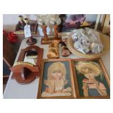 Assorted Handmade Woodcrafts and Framed Art Collection
