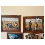 Framed Paint By Number Art Grouping Featuring Millet and Mountain Landscape