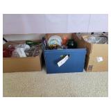 Assorted Lot of Glassware, Vases, and Decorative Bowls in Three Boxes