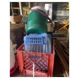 Prairie Farms Plastic Crate with Miscellaneous Household Goods and Cooler