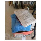 Box of Assorted Textile Linens and Rugs