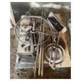 Assorted Metal Farm Equipment Parts and Hand Tools Lot