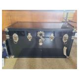 Black Metal Storage Trunk with Hardware and Interior Tray