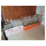 Mid-Century Etched Glass Tumblers with Gold Rims and Frosted Glassware