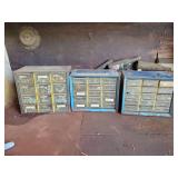 Lot of Three Metal Parts Storage Cabinets with Hardware