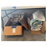 Box Lot of Assorted Handbags and Linens
