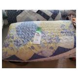Blue and Yellow Floral Patchwork Quilt