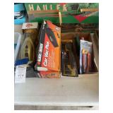 Assorted Household and Shop Tools Lot including Black and Decker Car Vac, Dirt Devil Vacuum, Stanley Door Closer, and Utility Knife Set