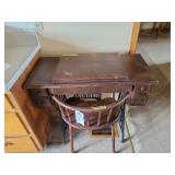 Singer Treadle Sewing Machine Cabinet with Matching Chair