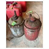 Assorted Metal and Plastic Fuel Cans Lot of 4