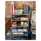 Metal Storage Shelving Unit with Miscellaneous Contents