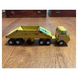 Tonka Pressed Steel Yellow Dump Truck and Trailer Toy