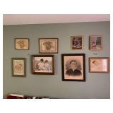 Framed Art Prints and Portrait Collection, Lot of 8