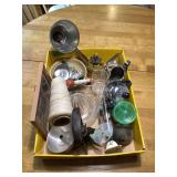 Box Lot of Assorted Kitchen Utensils, Glassware, and Collectible Smalls