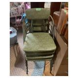Set of Four Green Vinyl and Metal Folding Chairs