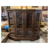 Wooden Jewelry Armoire with Glass Doors and Multiple Drawers