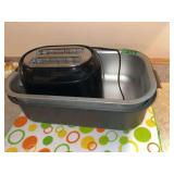 Black Two-Slice Toaster and Stainless Steel Roaster Pan Set