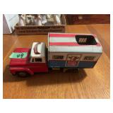 Tin Lithographed Farm Truck Toy No. 21508 with Cattle Trailer