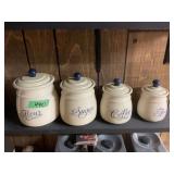 Ceramic Kitchen Canister Set with Lids - Flour, Sugar, Coffee, Tea