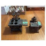 Two Cast Iron Toy Cookstoves including Crescent and Queen