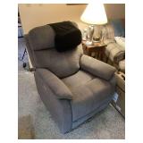 Gray Upholstered Power Recliner Chair with Contrasting Stitching