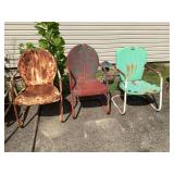 Set of Three Metal Lawn Chairs