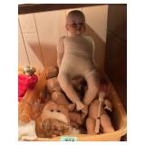Lot of Assorted Dolls Including Bisque Head Doll