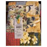 Quilted Bedspread Featuring Tropical Floral and Sailboat Print