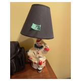 Ceramic Clown Figurine Table Lamp with Black Shade