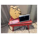 Winnie the Pooh Accent Light, Eeyore Digital Alarm Clock, Girls Room Sign, and RCA Clock Radio Lot
