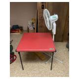 Red Folding Card Table with Black Metal Frame