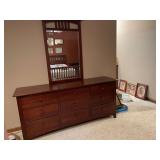 Wooden Dresser with Attached Mirror