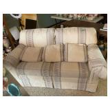 Upholstered Loveseat with Striped Pattern