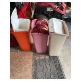Lot of Three Plastic Slim Trash Cans and Croquet Hoops
