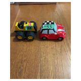 Lot of Two Toy Vehicles Including Tonka Yellow Off-Road Vehicle and Ceramic Hand-Painted Race Car