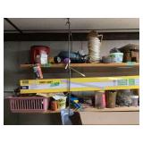 Shop Contents Shelf Lot with LED Shop Light, Hardware, and Tools