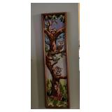 Framed Needlepoint Wall Art Featuring Forest Animals in Tree