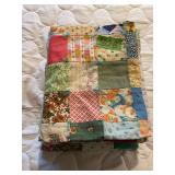 Handmade Multi-Pattern Patchwork Quilt with Tied Construction