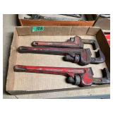 Assorted Red Pipe Wrenches Lot of Three